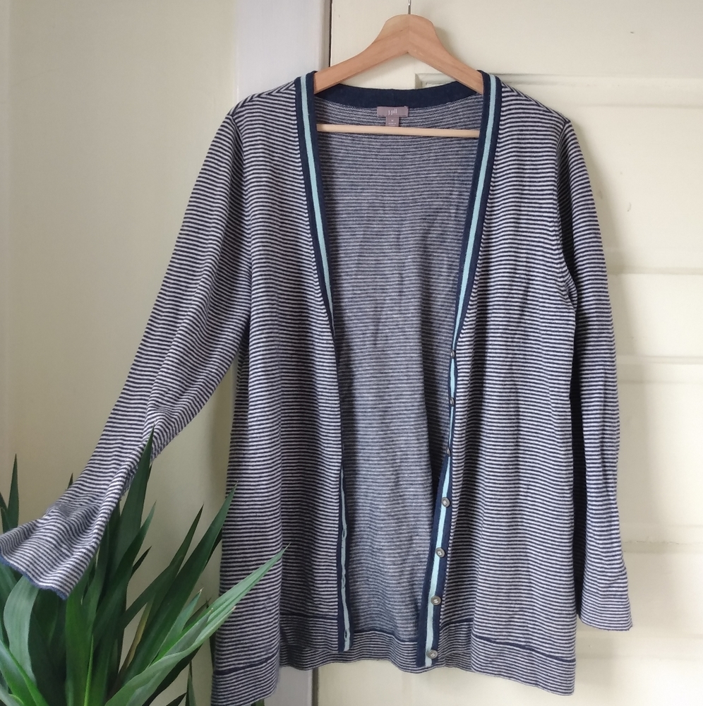 J. Jill Striped Wool Blend Cardigan